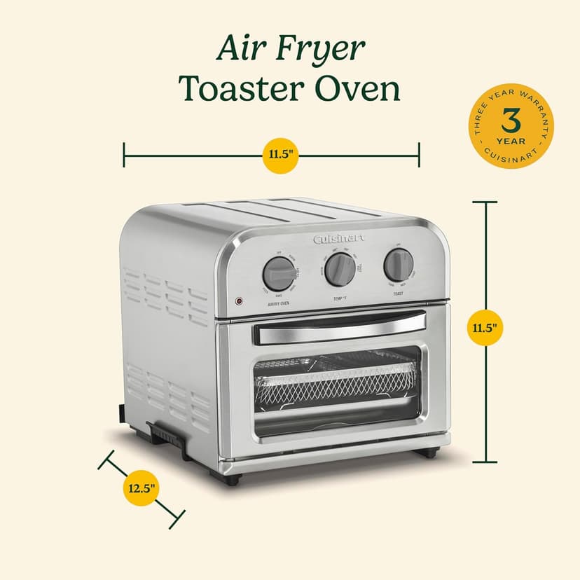 Cuisinart TOA-26 Compact Airfryer Toaster Oven, 1800-Watt Motor with 6-in-1 Functions and Wide Temperature Range, Air Fryer, Stainless Steel