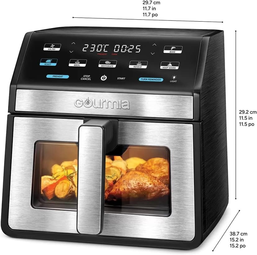 Gourmia GOURMIA Digital Air Fryer, 7.5 Liter with Window and Light, Mod. GAF858