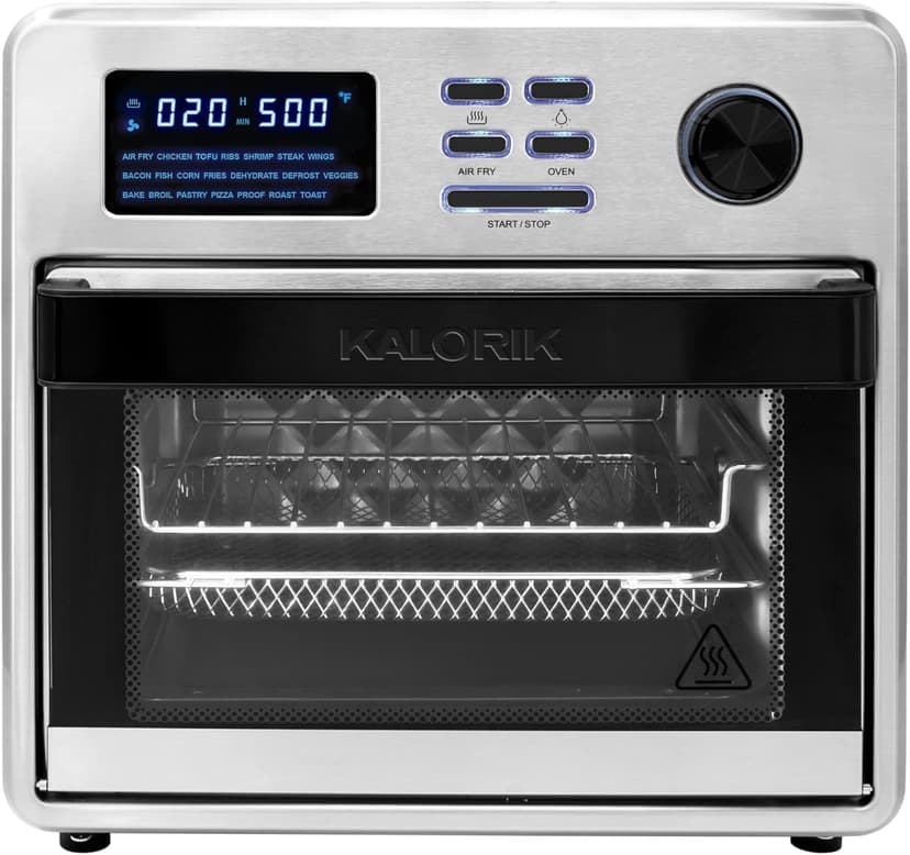 Kalorik MAXX® Digital 16-Quart Air Fryer Oven, 9-in-1 Countertop Toaster Oven and Air Fryer Combo, 21 Smart Presets, 9 Easy-to-Clean Accessories, 1600W, Stainless Steel, AFO 50932 OW