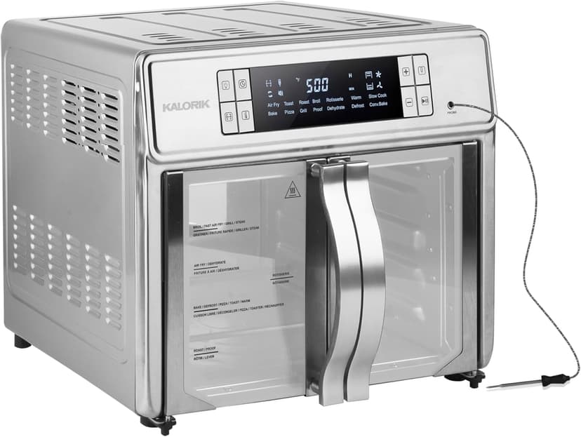 Kalorik Air Fryer Oven MAXX Series 26-Quart Flex Trio with Digital Controls Easy-View Door and 14 Cooking Presets, Converts into Dual 13 Quart Air Fryers, 1700-Watts, Stainless Steel