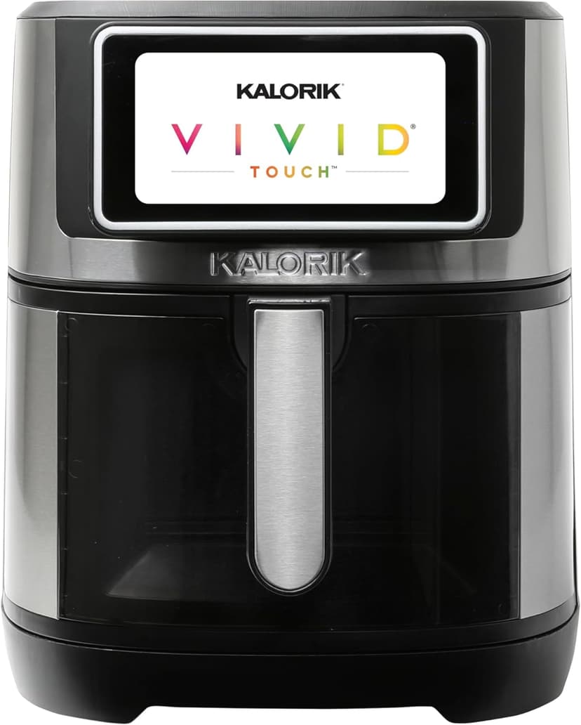 Kalorik Air Fryer VIVID TOUCH Series 7 Quart Capacity with High-Resolution Touchscreen 200 Cooking Presets in 12 Food Categories with View Window, 1500-Watts, Stainless Steel