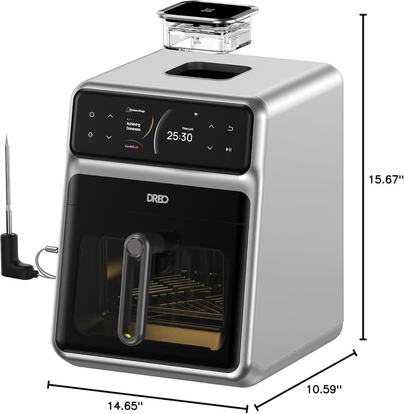 Dreo ChefMaker Combi Fryer, Cook like a pro with just the press of a button, Smart Air Fryer Cooker with Cook probe, Water Atomizer, 3 professional cooking modes, 6 QT