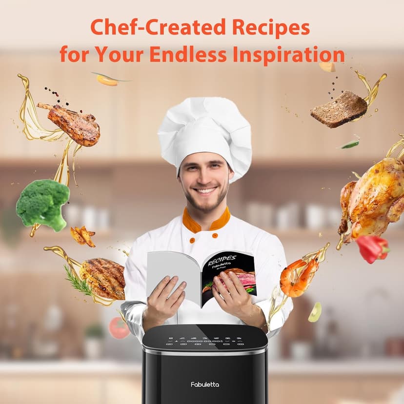 FABULETTA Air Fryer 11-in-1, 6QT Airfryer 450F Max Crisp, Nonstick Basket, Diswasher Safe, Shake Reminder for Roast, Bake, Dry, Reheat, Frozen, Broil, Proof-Black
