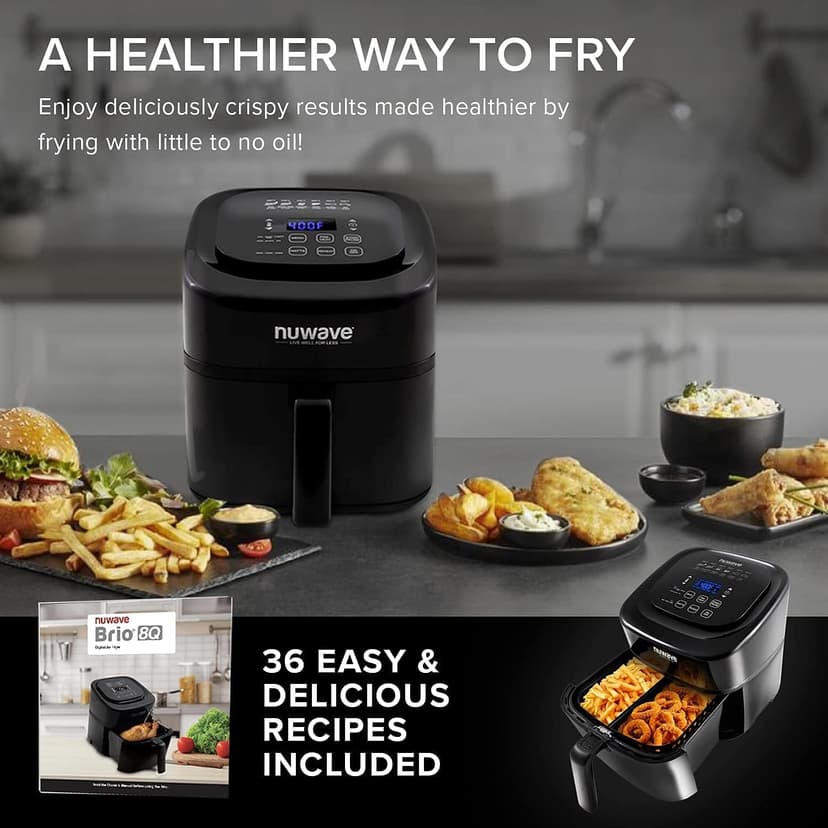 NUWAVE Brio 7-in-1 Air Fryer Oven, 7.25-Quart with One-Touch Digital Controls, Non-Stick Air Circulation Riser & Reversible Rack Included