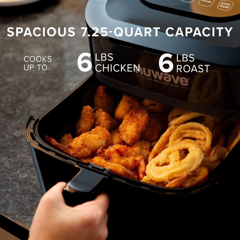 NUWAVE Brio 7-in-1 Air Fryer Oven, 7.25-Quart with One-Touch Digital Controls, Non-Stick Air Circulation Riser & Reversible Rack Included