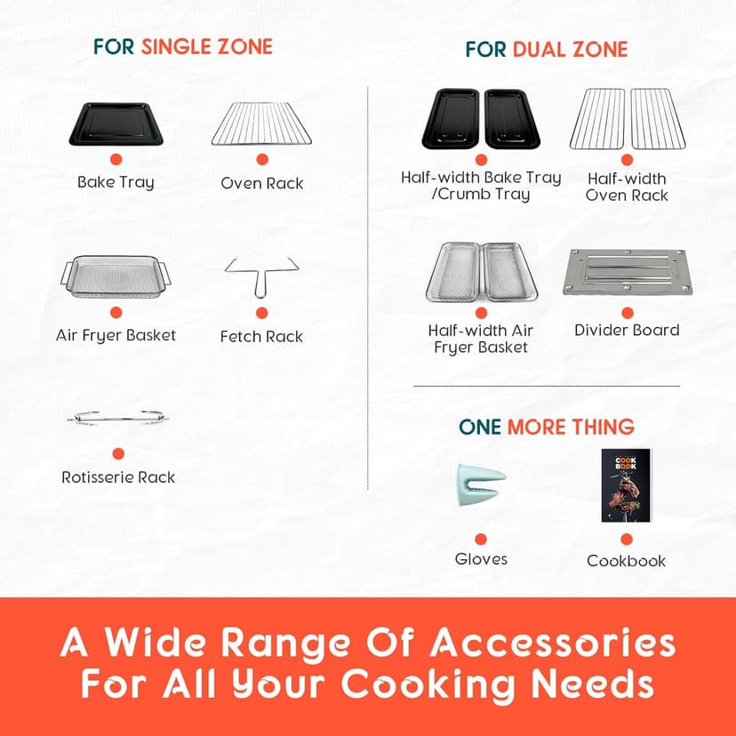 24Qt Dual Zone Air Fryer Oven with Rotisserie, Large Double Air Fryers Mini Oven Digital 1800W 10 in 1 Airfryer Countertop Convection Oven Electric and Grill, Stainless Steel Inner, 360° Even Heating