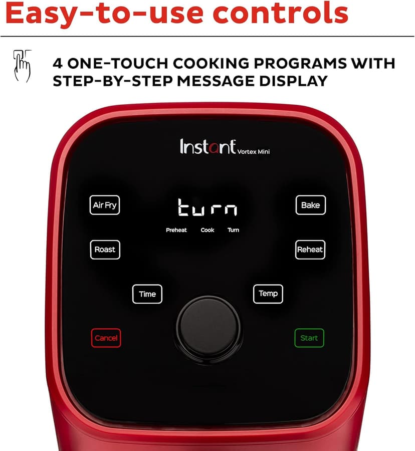 Instant Pot Vortex 2QT Mini Air Fryer, Small Air fryer that Crisps,Reheats,Bakes,Roasts for Quick Easy Meals,Includes over 100 In-App Recipes, is Dishwasher-Safe, from the Makers of Instant Pot, Red