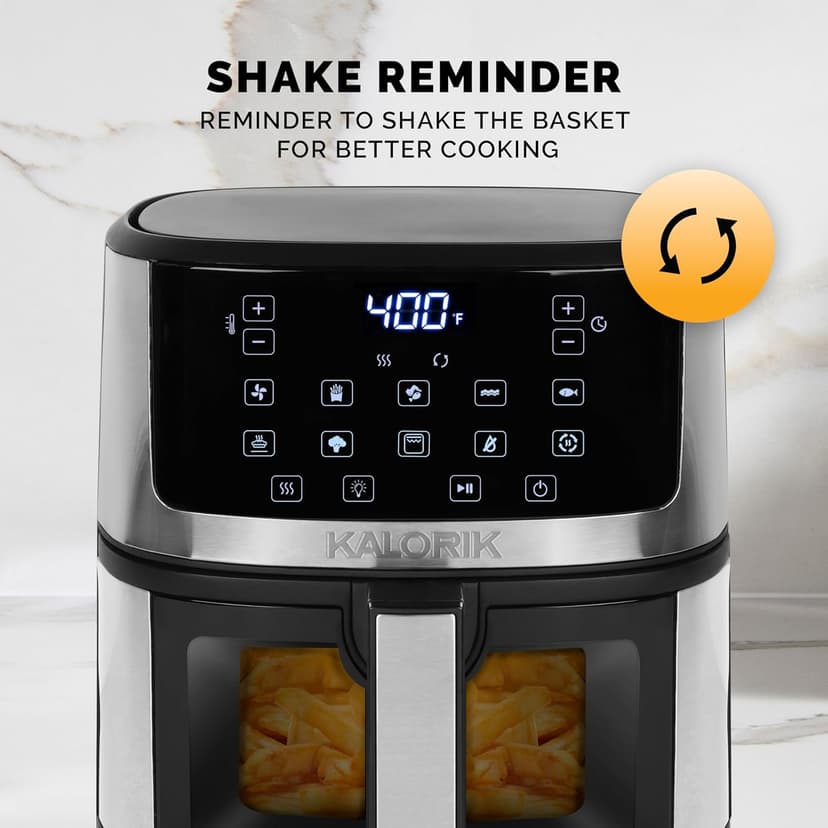 Kalorik 5 Quart Touchscreen Air Fryer with Window, Stainless Steel (FT 52328 SS)