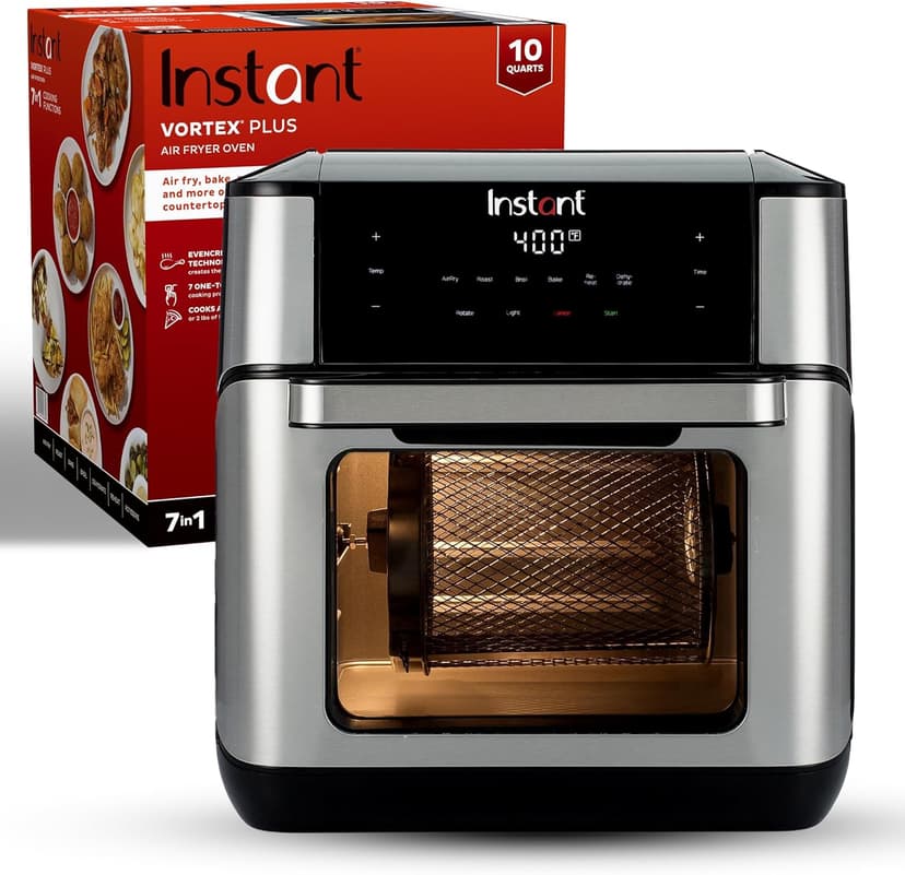 Instant 140-3000-01 Vortex Plus Quart 7-in-1 Multi-Use Air Fryer, 10QT, Silver,Black
