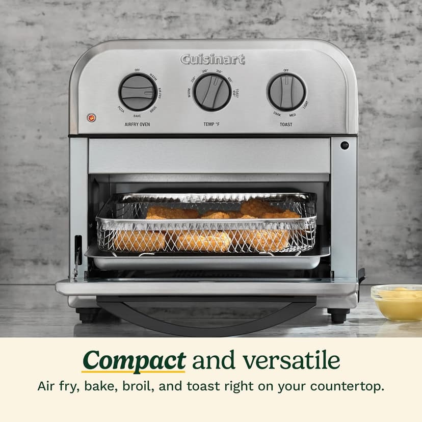 Cuisinart TOA-26 Compact Airfryer Toaster Oven, 1800-Watt Motor with 6-in-1 Functions and Wide Temperature Range, Air Fryer, Stainless Steel