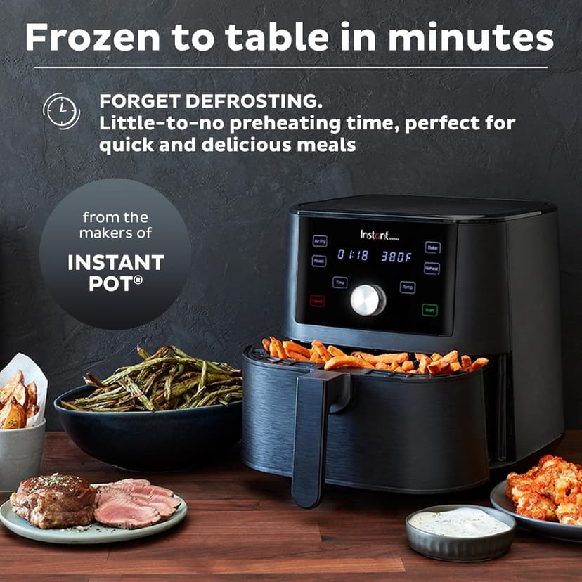 Instant Pot Vortex 6QT XL Air Fryer, 4-in-1 Functions that Crisps, Roasts, Reheats, Bakes for Quick Easy Meals, 100+ In-App Recipes, is Dishwasher-Safe, from the Makers of Instant Pot, Black