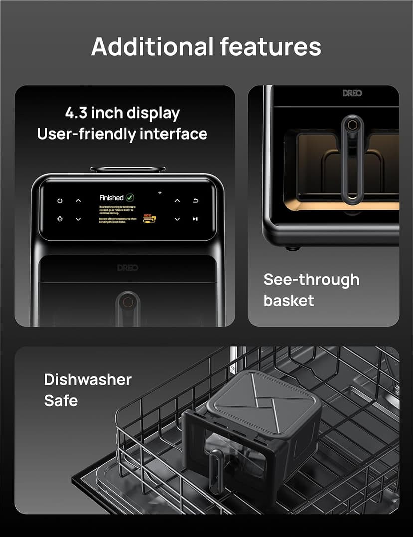 Dreo ChefMaker Combi Fryer, Cook like a pro with just the press of a button, Smart Air Fryer Cooker with Cook probe, Water Atomizer, 3 professional cooking modes, 6 QT