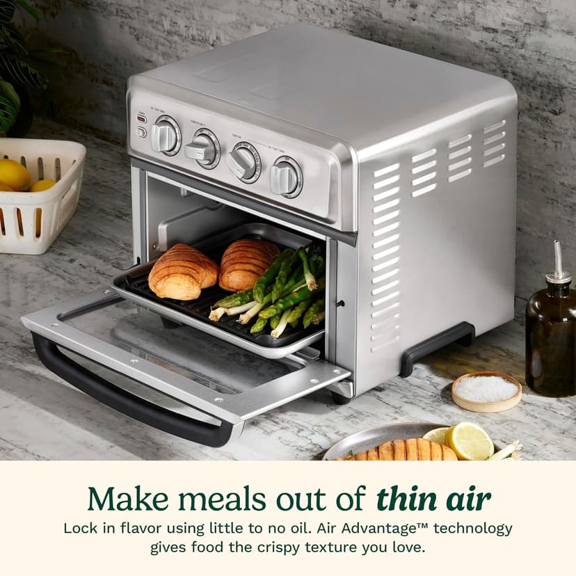 Cuisinart Air Fryer + Convection Toaster Oven, 8-1 Oven with Bake, Grill, Broil & Warm Options, White, TOA-70W