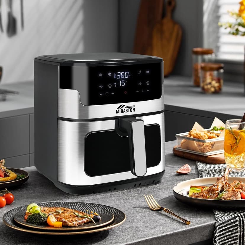 8.5QT Air Fryer, Nonstick Square Basket Family Size Digital Air Fryers, Smart Touchscreen with 8-Preset, Air Frying, Reheat Leftovers, Party Food, Fast Cooking, Dishwasher-Safe, for Kitchen
