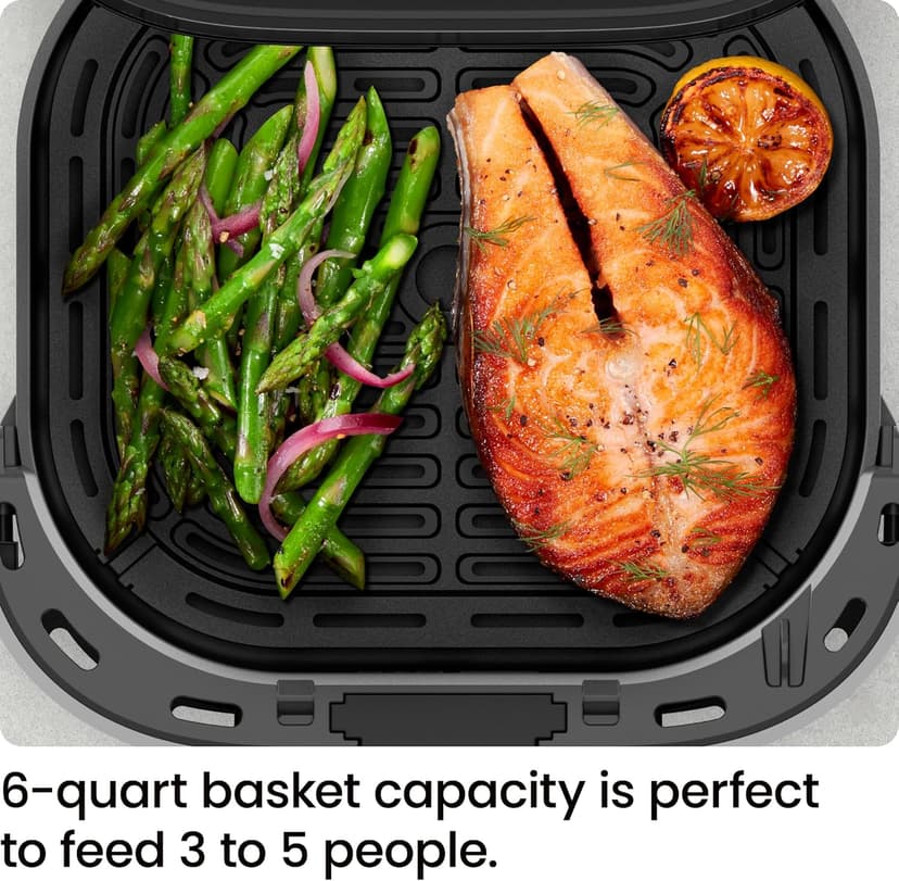 Chefman Air Fryer – 6 QT Compact Airfryer for Quick & Easy Meals, Features Hi-Fry Technology for Extra Crisp, Easy-View Window, Touch Controls with 4 Presets, Nonstick & Dishwasher Safe Basket - Grey