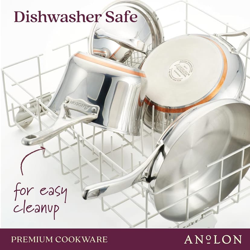 Anolon Nouvelle Stainless Steel Cookware Pots and Pans Set, 10 Piece