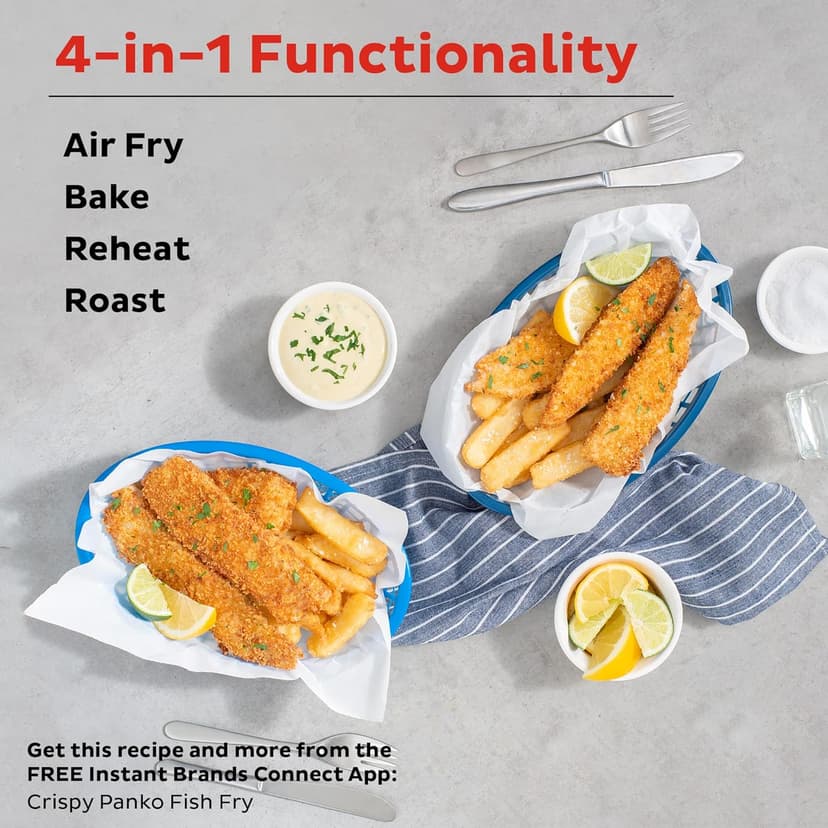 Instant Pot Vortex 5.7QT Air Fryer With Accessories, Custom Smart Cooking Programs, 4-in-1 Functions that Crisps, Roasts, Bakes and Reheats, 100+ In-App Recipes, from the Makers of Instant Pot, Black
