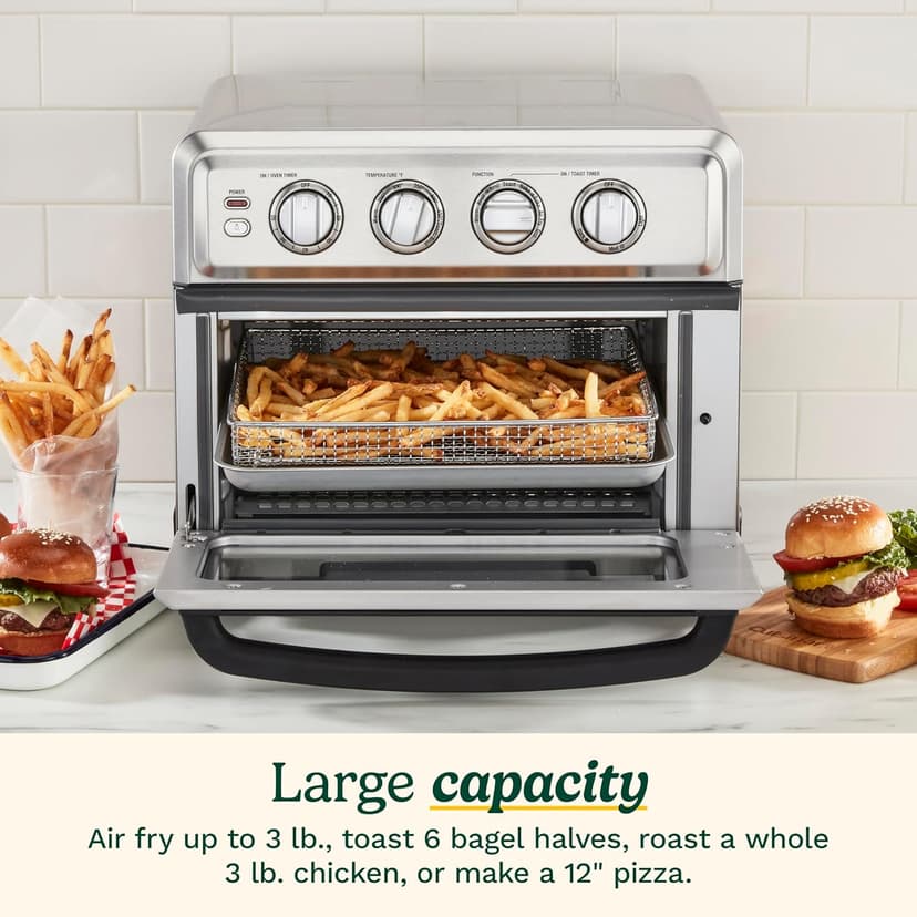 Cuisinart Air Fryer + Convection Toaster Oven, 8-1 Oven with Bake, Grill, Broil & Warm Options, White, TOA-70W