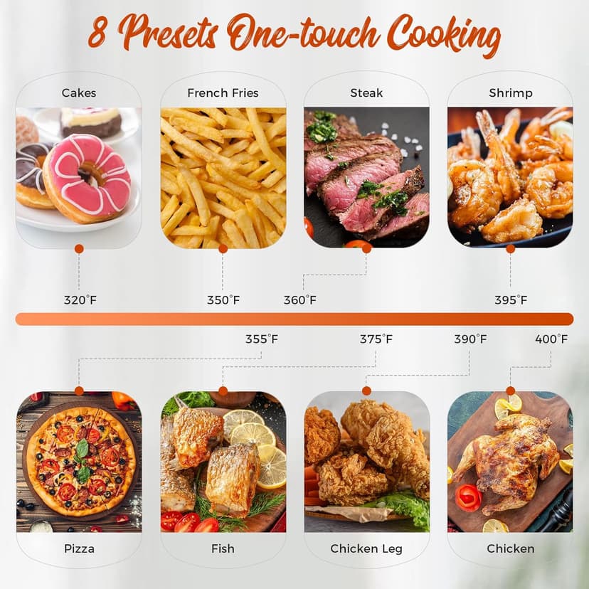 [Kitchen Elite] Air Fryer 8 Qt With Clear Window, Large Airfryer, 8 Presets, One-touch Panel, 360° Turbo Airflow Tech, Nonstick Air Fryers Basket, Dishwasher-safe, Elegant Black Design