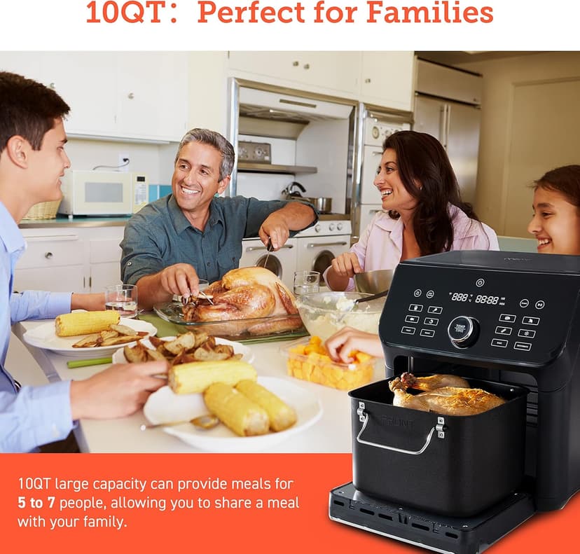 COSORI Air Fryer Toaster Oven Combo, 10 Qt Family Size, 14-in-1 Functions with Dehydrate, Roast, Smart Control Through Phone & Voice, 1000+ In-APP Recipes & 6 Dishwasher -Safe Accessories, Black