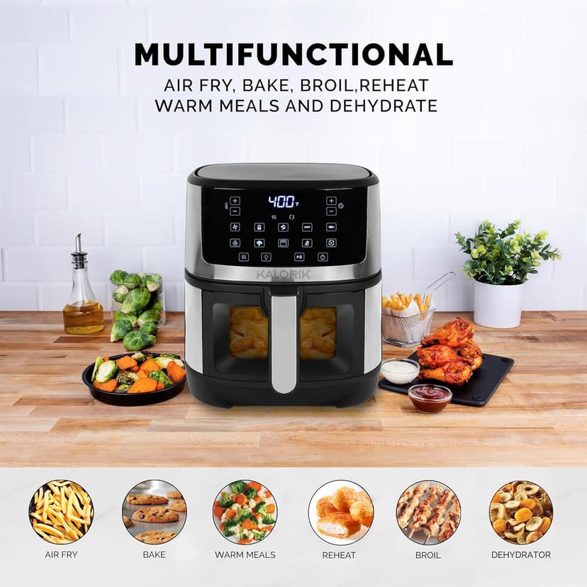 Kalorik 5 Quart Touchscreen Air Fryer with Window, Stainless Steel (FT 52328 SS)