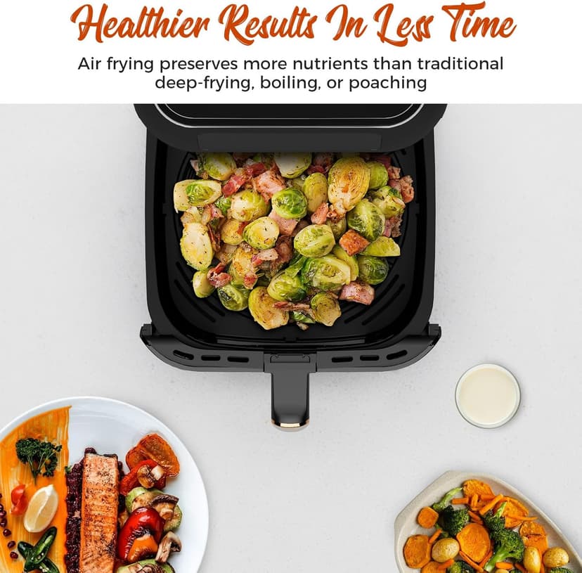 [Kitchen Elite] Air Fryer 8 Qt With Clear Window, Large Airfryer, 8 Presets, One-touch Panel, 360° Turbo Airflow Tech, Nonstick Air Fryers Basket, Dishwasher-safe, Elegant Black Design