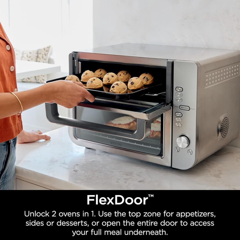 Ninja Air Fryer & Toaster Oven, Double Stack XL, Countertop Oven, 12-in-1 Fits 4.5lb Chicken, Pizza, Bagel, 6lbs of Wings, SmartFinish Cook 2 Different Meals at the Same Time, Stainless Steel, DCT601