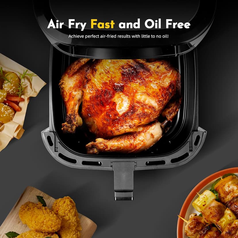 8.5QT Air Fryer, Nonstick Square Basket Family Size Digital Air Fryers, Smart Touchscreen with 8-Preset, Air Frying, Reheat Leftovers, Party Food, Fast Cooking, Dishwasher-Safe, for Kitchen