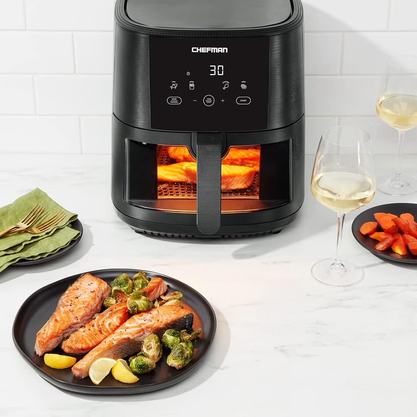 Chefman TurboTouch Easy View Air Fryer, The Most Convenient And Healthy Way To Cook Oil-Free, Watch Food Cook To Crispy And Low-Calorie Finish Through Convenient Window, 8 Qt
