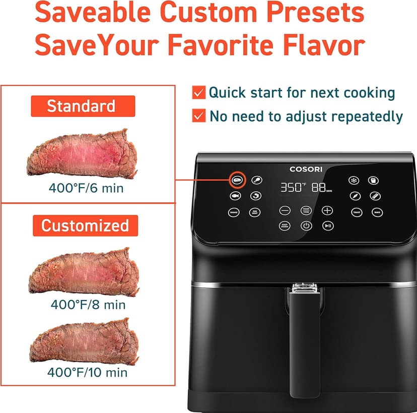 COSORI Air Fryer Pro II 5.8QT that Roast, Bake, Shake Reminder, 8 preset Functions, Cookbook & Online Recipes, Dishwasher-Safe, Black