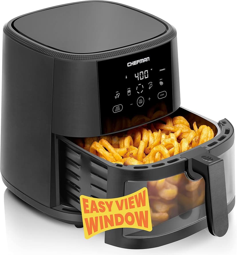 Chefman TurboTouch Easy View Air Fryer, The Most Convenient And Healthy Way To Cook Oil-Free, Watch Food Cook To Crispy And Low-Calorie Finish Through Convenient Window, 8 Qt