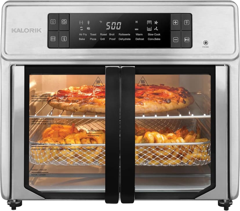 Kalorik Air Fryer Oven MAXX Advance Series 26-Quart with Digital Controls Easy-View Door and 14 Smart Cooking Presets, Includes 9 Cooking Accessories & Smart Probe, 1700-Watts, Black