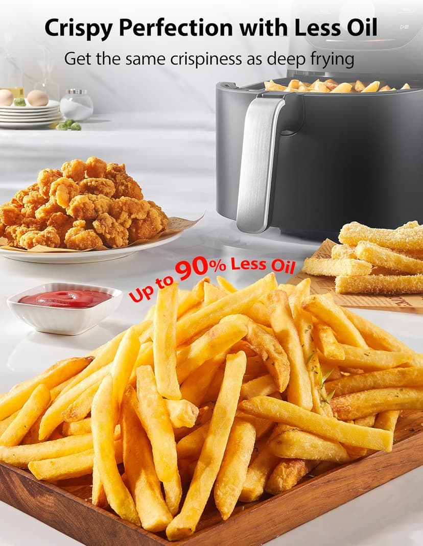Toshiba 7.7QT Air Fryer, Family-Size for Quick and Easy Meals, 12 Preset Menus and Menu-IQ Function, 1°F Precision, 90% less fat, Double-sided Handles Easy Carrying