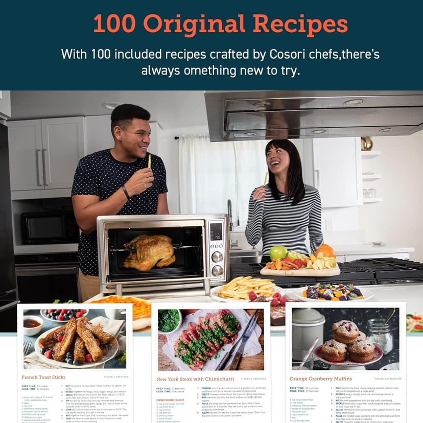 COSORI 12-in-1 Air Fryer Toaster Oven Combo, Airfryer Rotisserie Convection Oven Countertop, Bake, Broil, Roast, Dehydrate, 134 Recipes & 4 Accessories, 32QT, Silver, Stainless Steel