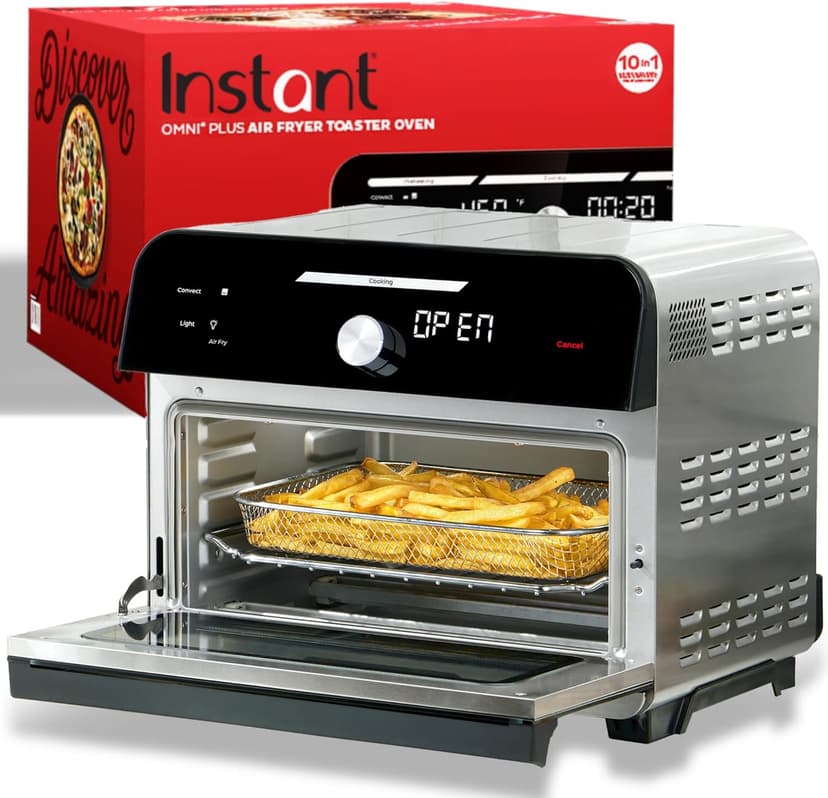 Instant Pot Omni Plus 19QT/18L Toaster Oven Air Fryer, 10-in-1 Functions, Fits 12" Pizza, Crisp, Broil, Bake, Roast, Toast, Warm, Convection, 100+ In-App Recipes, from the Makers of Instant Pot, Black