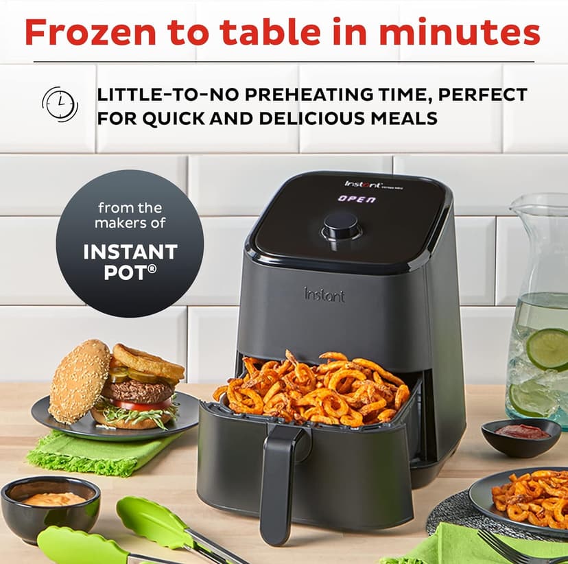 Instant Pot Vortex 2QT Mini Air Fryer,Small Air fryer that Crisps,Reheats,Bakes,Roasts for Quick Easy Meals, Includes over 100 In-App Recipes,is Dishwasher-Safe, from the Makers of Instant Pot, Black