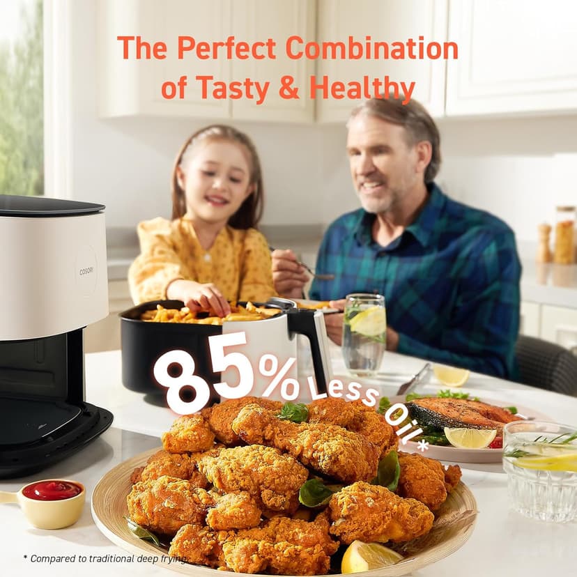 COSORI Air Fryer Pro LE 5-Qt Airfryer, With 20PCS paper liners, 10 Functions that Dry, Bake, Roast &Preheat, Shake Reminder, Up to 450℉, 85% Oil less, Compact, 130+ Recipes, Dishwasher Safe, White