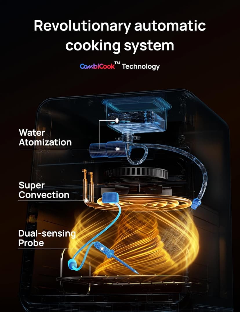 Dreo ChefMaker Combi Fryer, Cook like a pro with just the press of a button, Smart Air Fryer Cooker with Cook probe, Water Atomizer, 3 professional cooking modes, 6 QT