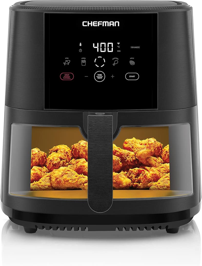 Chefman TurboTouch Easy View Air Fryer, The Most Convenient And Healthy Way To Cook Oil-Free, Watch Food Cook To Crispy And Low-Calorie Finish Through Convenient Window, 8 Qt