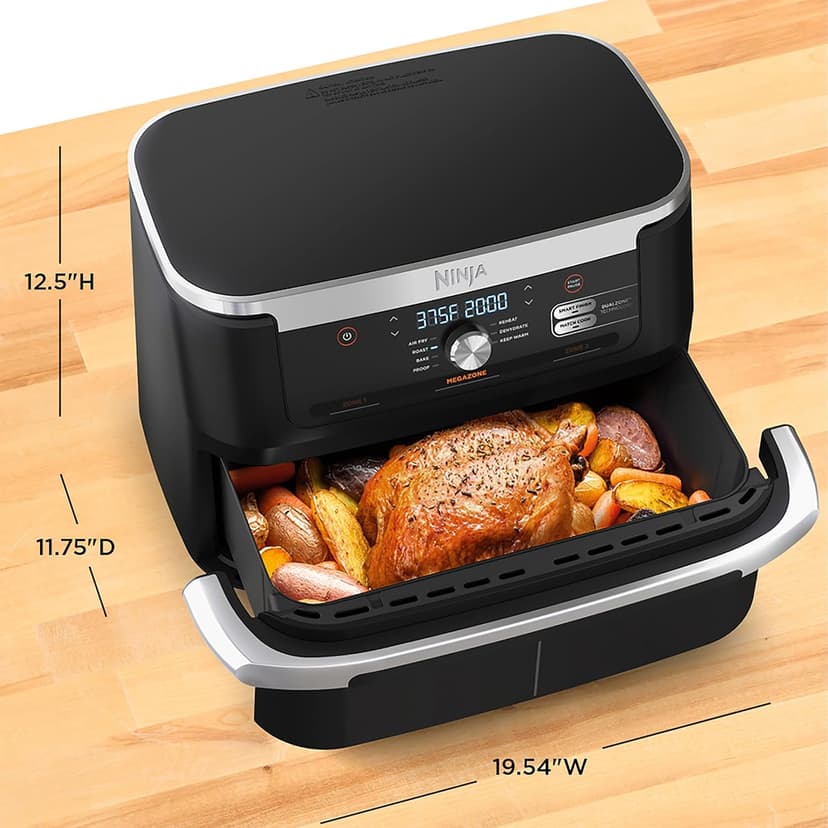 Ninja Foodi 11 Quart 7-in-1 MegaZone XL FlexBasket Air Fryer, Basket Divider for Full Meals, Air Fry, Roast, Grey (Renewed)