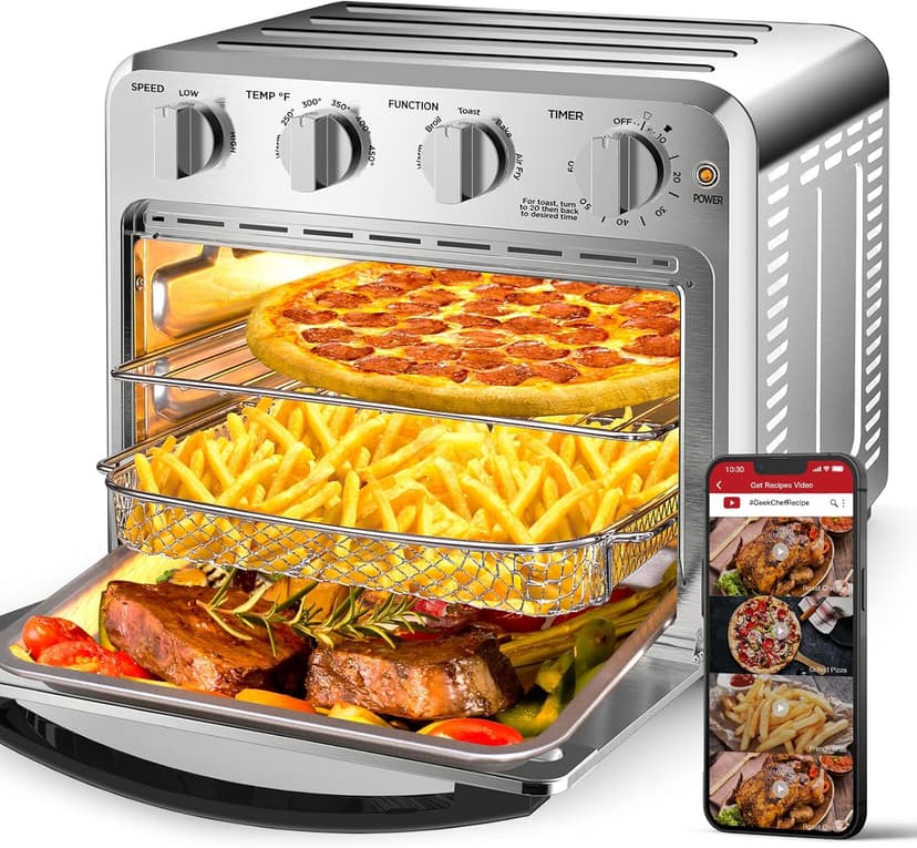 Air Fryer, Geek Chef Convection Air Fryer Toaster Oven, 4 Slice Toaster Airfryer Countertop Oven, Electric Hot Oven Oilless Cooker, Accessories & E-Recipes Included, ETL Listed, 16QT