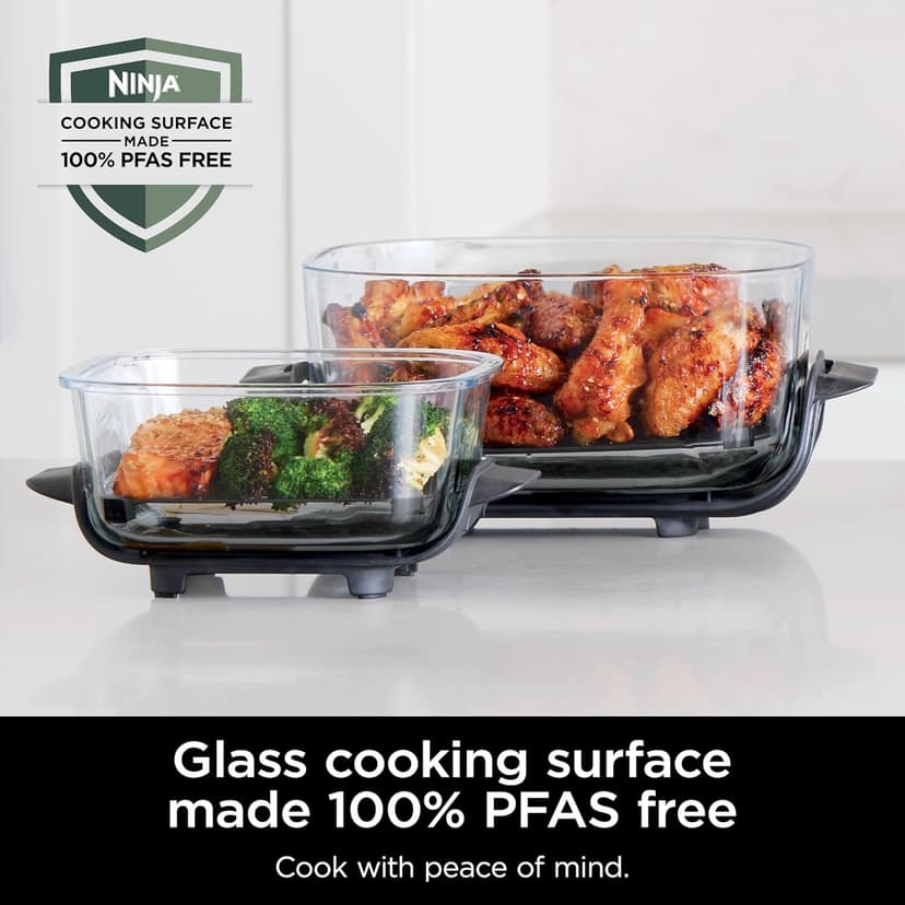Ninja Crispi Air Fryer, Microwave, Freezer & Dishwasher Safe, Non Toxic Glass Portable Cooking System, 4 QT & 6 Cup Glass Containers with Storage Lids, Easy Meals, Air Fry, Bake, Green, FN101SG