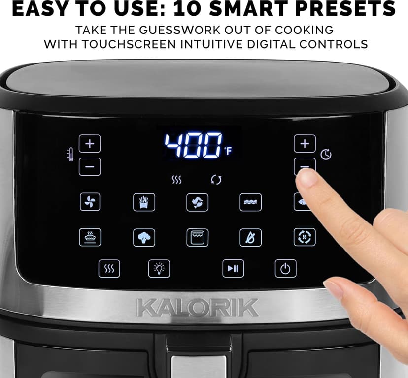 Kalorik 5 Quart Touchscreen Air Fryer with Window, Stainless Steel (FT 52328 SS)
