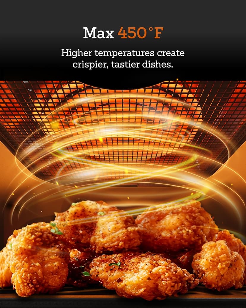 Air Fryer, 6 Qt, Stainless Steel Air Fryer, Stainless Steel Housing& Full Metal Inner Pot, Ceramic Glaze, PTFE and PFAS Free, 9 Digital One-Touch Cook Functions,120°F~450°F, 1700W