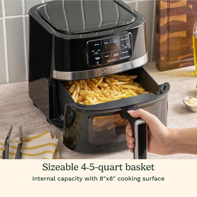 Cuisinart Air Fryer Oven, Stainless Steel Air Fryer, 4.5-Qt Fryer Basket, Dishwasher-Safe Parts with 4 Presets for Roast, Bake, Broil, Air Fry & Keep Warm, Quick & Easy Meals, AIR-160, Black