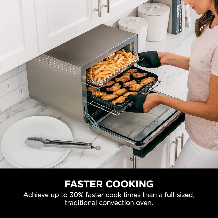 Ninja Air Fryer and Toaster Oven, Foodi Series, XL Pro Air Oven Kitchen Countertop Convection, 10-in-1 Functions, Fits a 5-lb Chicken and Sheet Pan of Vegetables, 1800 Watts, Stainless Steel, DT201