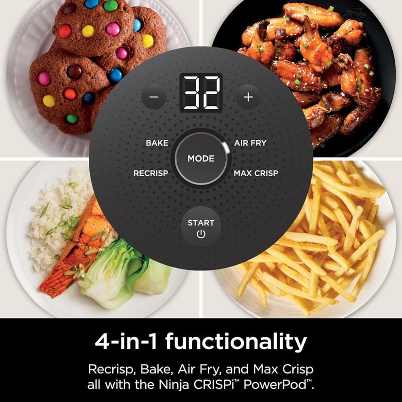 Ninja Crispi Air Fryer, Microwave, Freezer & Dishwasher Safe, Non Toxic Glass Portable Cooking System, 4 QT & 6 Cup Glass Containers with Storage Lids, Easy Meals, Air Fry, Bake, Stone, FN101ST