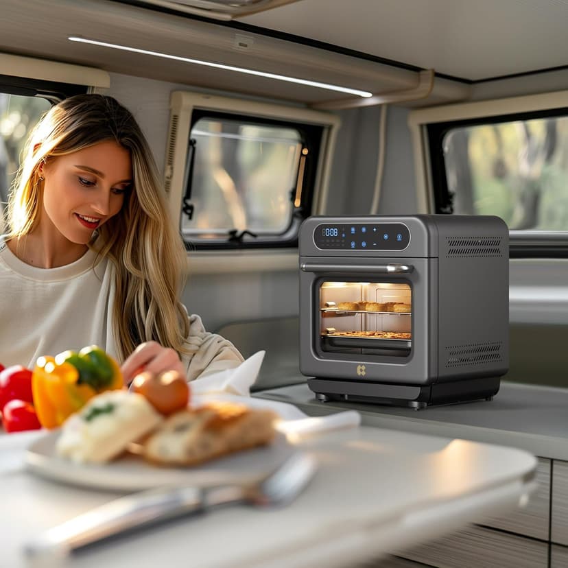 CIARRA Steam Oven Countertop with Air Fryer, 8 in 1 12L Mini Convection Oven with Steam, Rapid Steam, Air Fry, Vapor Bake, Steam Clean, Bake, Dried, Ferment, Grey
