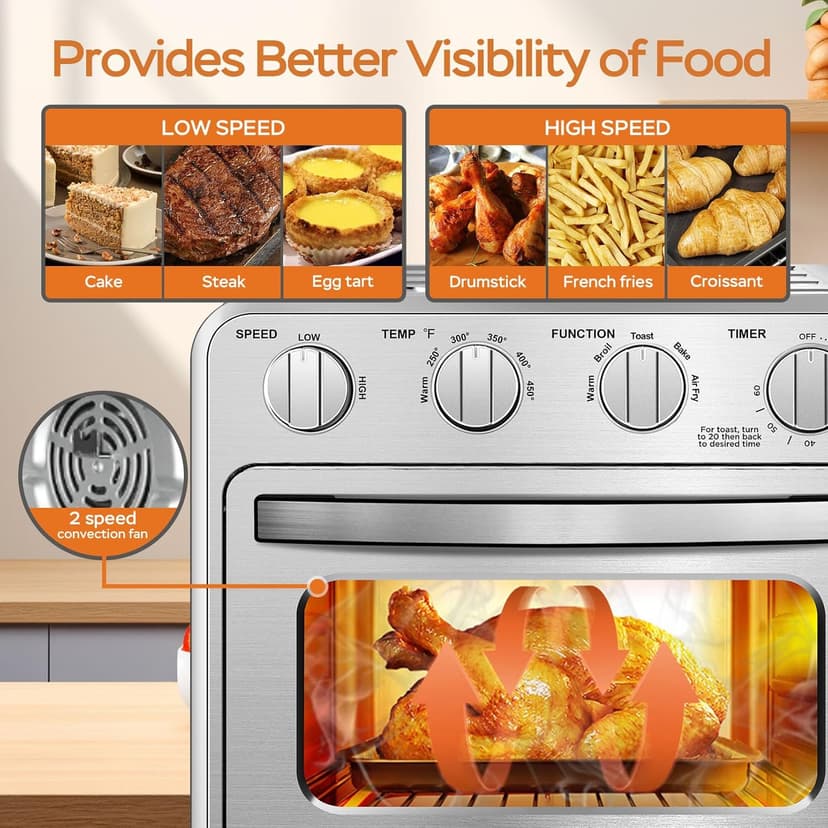 Air Fryer, Geek Chef Convection Air Fryer Toaster Oven, 4 Slice Toaster Airfryer Countertop Oven, Electric Hot Oven Oilless Cooker, Accessories & E-Recipes Included, ETL Listed, 16QT