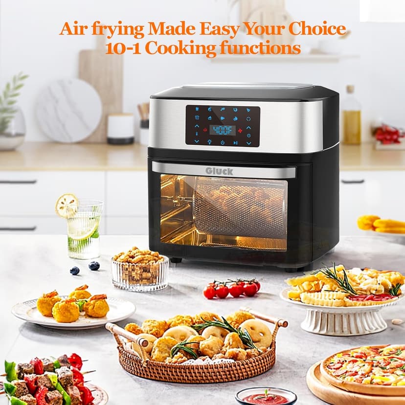 Air Fryer Oven Large 20 QT, 10-in-1 Air Fryer Toaster Combo with Window for Family, Airfryer Oven with Rotisserie Racks & Cookbook, ETL Certified